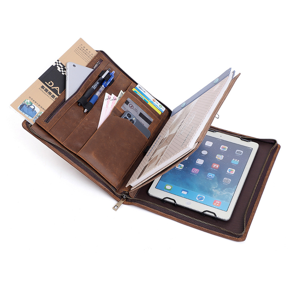 Leather Work Folio - Folio de trabalho para homens e