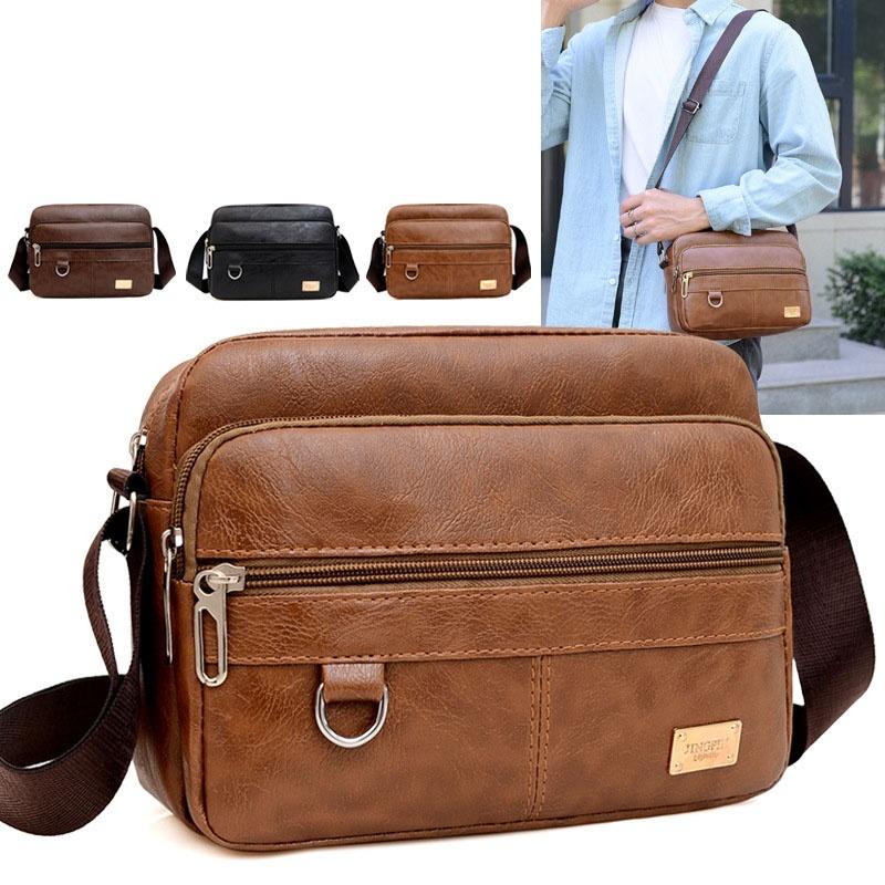 Leather Work Bag Laptop - Bolsa de couro masculina, bolsa mensageiro