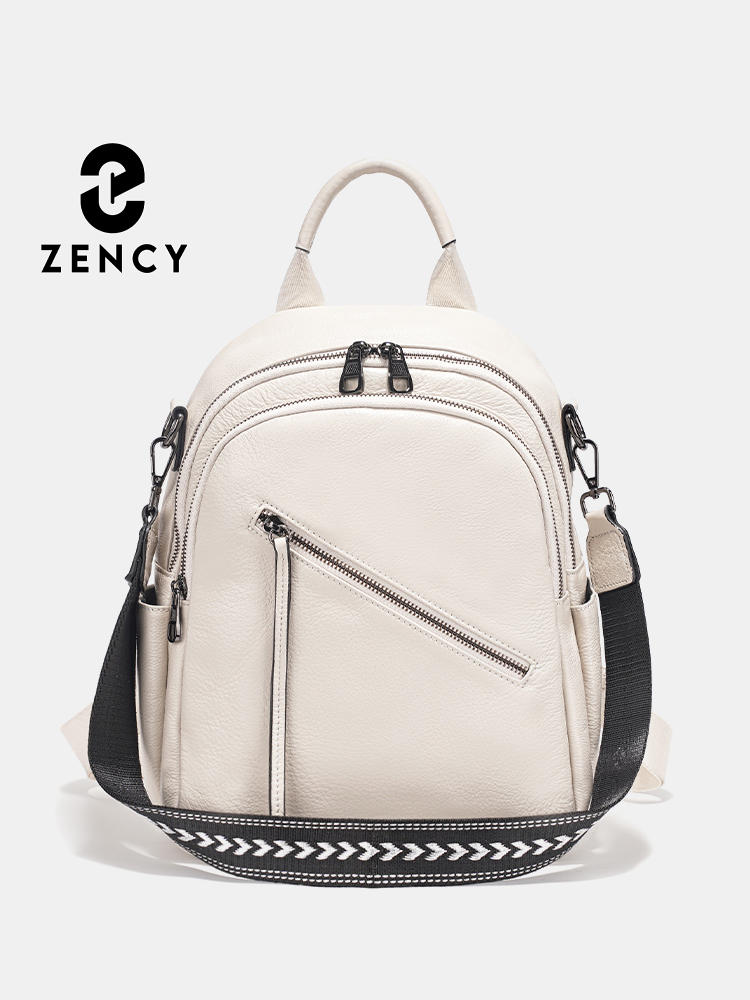 Leather Work Rucksack - Mochila feminina de couro genuíno Zency,
