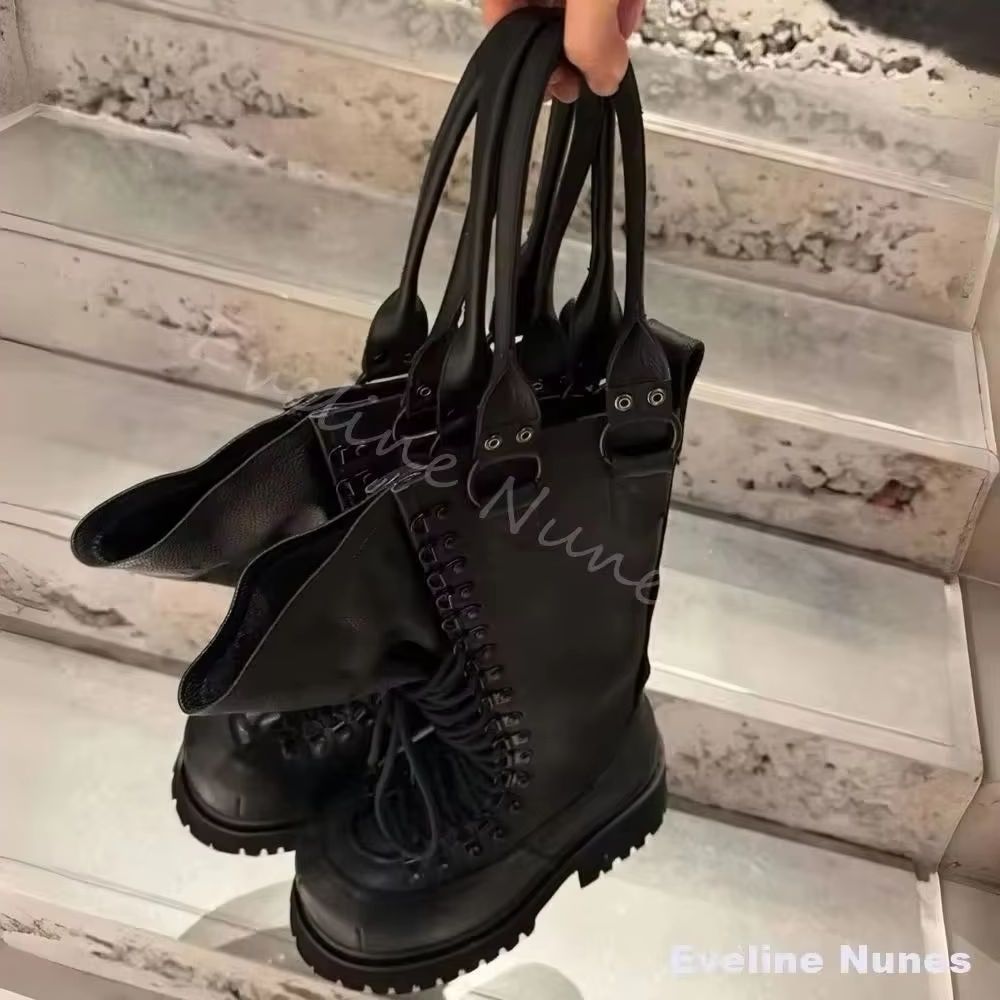 Leatherwork Boots - Botas de Motocicleta Retrô Femininas de