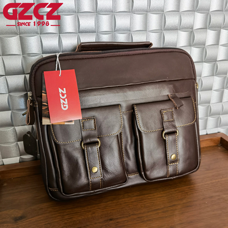 Leather Work Handbag - Bolsa Masculina GZCZ para Lazer e