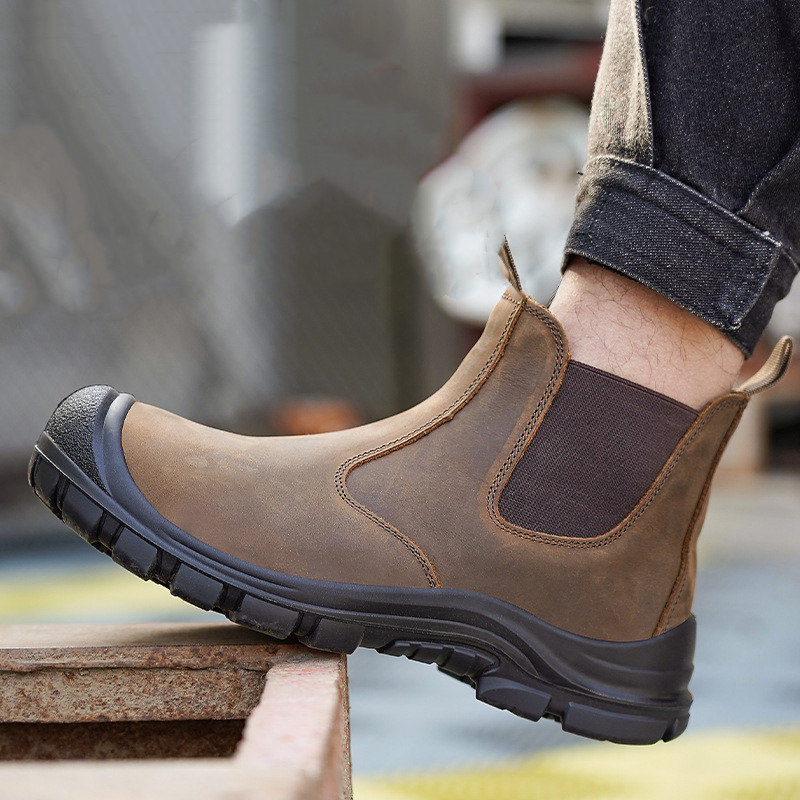 Leather Work Flats - Tamanho grande moda masculina aço toe