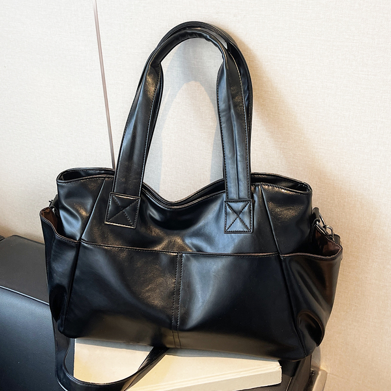 Leather Work Handbag - Bolsa de mão feminina retrô de