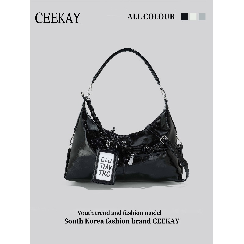 Leather Work Handbag - Bolsa Hobo de Couro Brilhante CEEKAY