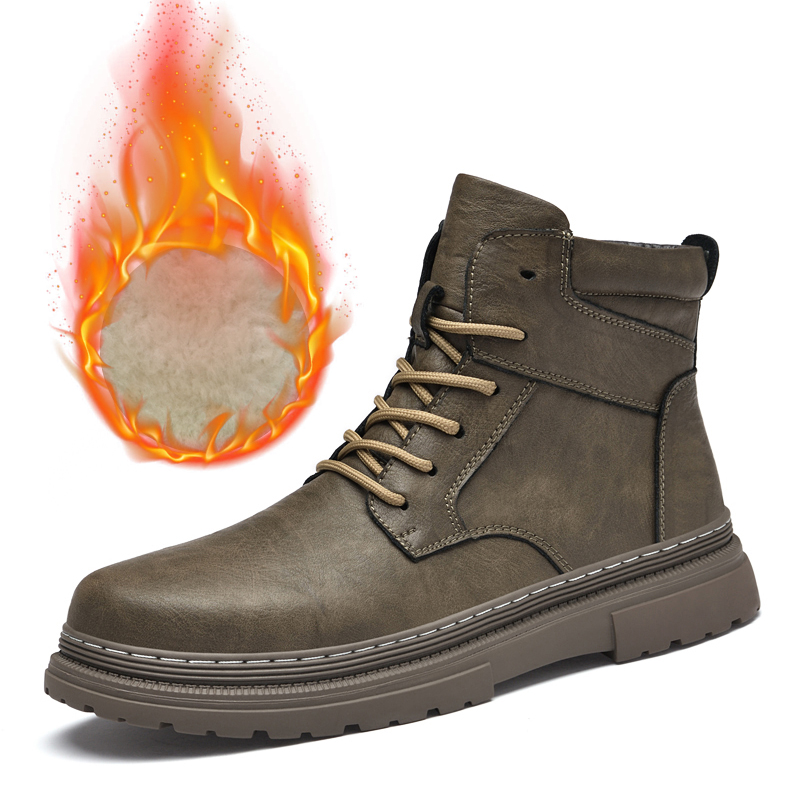 Leatherwork Boots - Inverno quente sapatos de couro dos