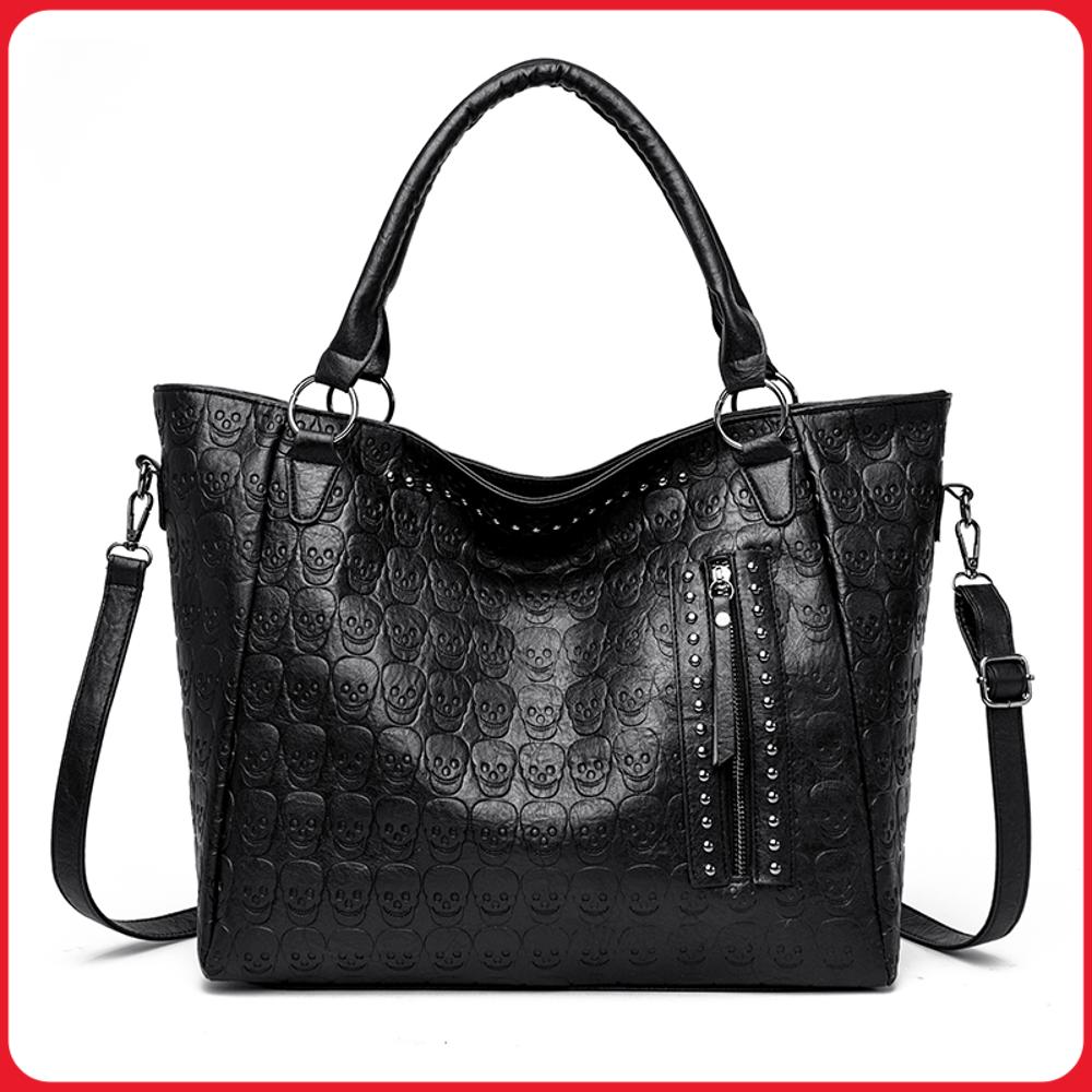 Leather Work Handbag - Bolsa Transversal Punk com Estampa de