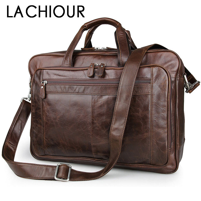 Leather Work Handbag - LACHIOUR Bolsa de couro genuíno para