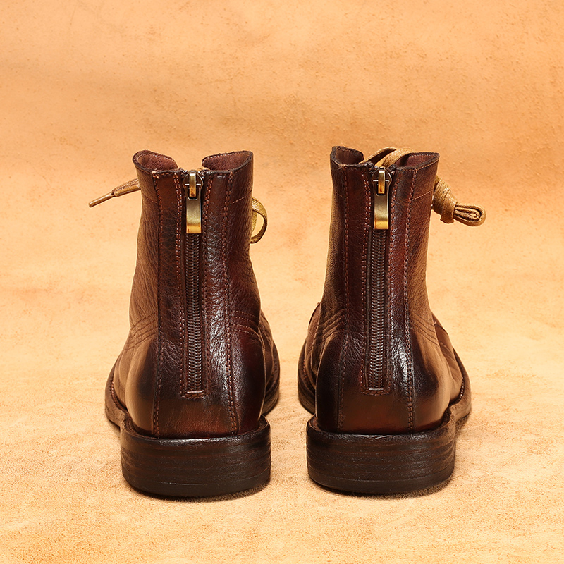 Botas masculinas de couro de c - Leather Work Flats avaliação e preço