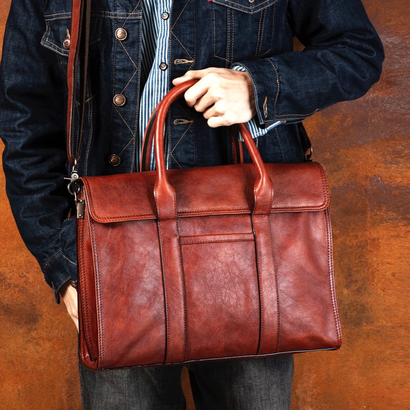 Bolsa de couro curtido vegetal - Leather Work Handbag avaliação e preço
