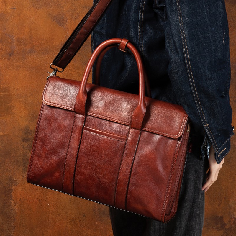 Bolsa de couro curtido vegetal - Leather Work Handbag avaliação e preço