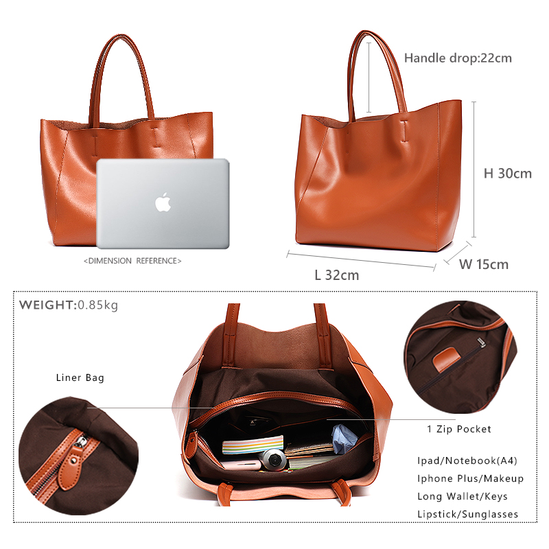 Bolsa tote grande minimalista  - Leather Work Handbag avaliação e preço