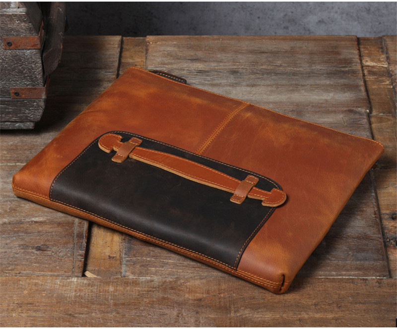 Bolsa de mão masculina de cour - Leather Work Bag Laptop avaliação e preço