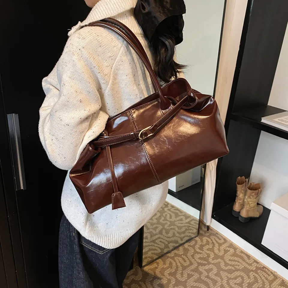 Inverno óleo couro do plutônio - Leather Work Handbag avaliação e preço