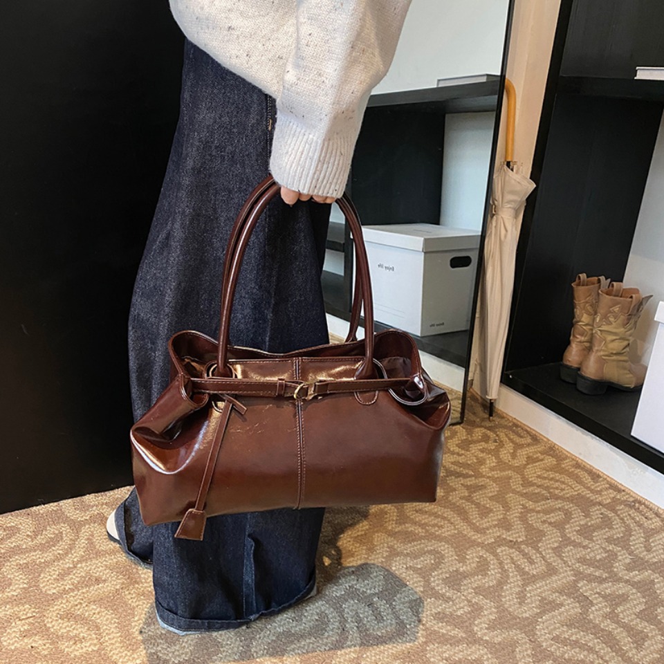 Inverno óleo couro do plutônio - Leather Work Handbag avaliação e preço